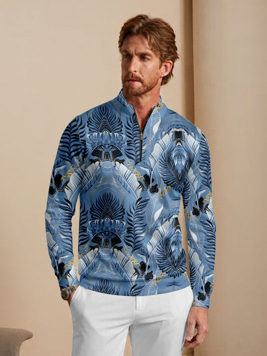 Hyped-up Tropical Men's Lightweight Golf Shirt Quarterzip UPF50+