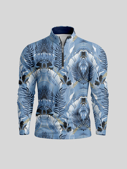 Hyped-up Tropical Men's Lightweight Golf Shirt Quarterzip UPF50+