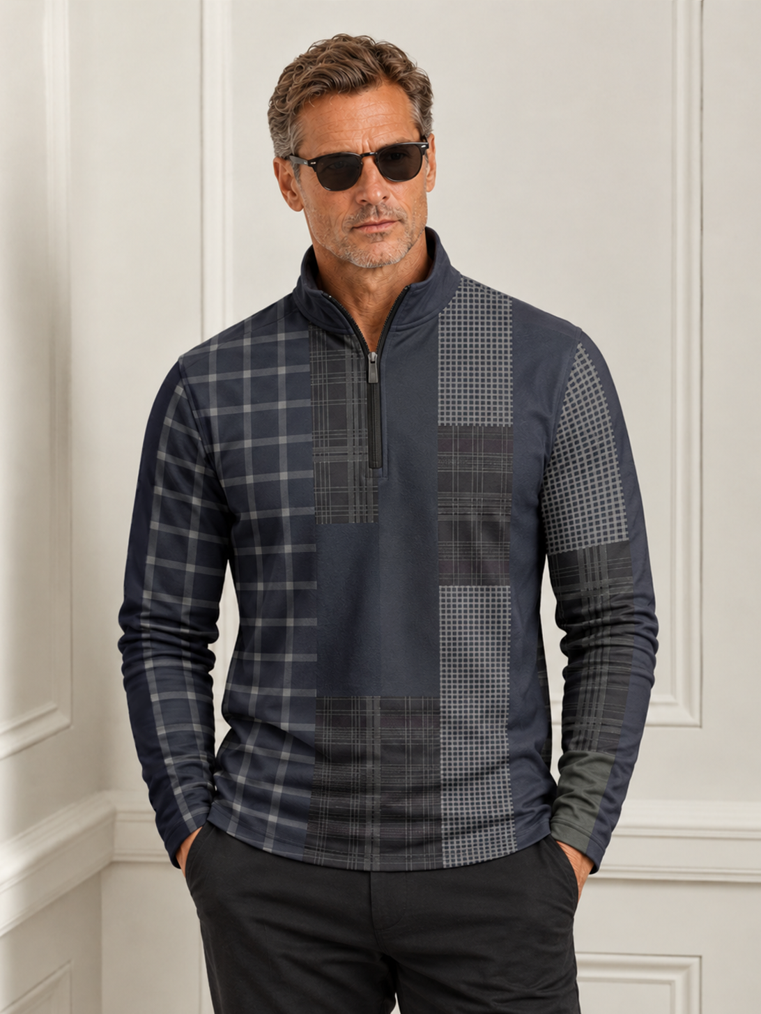 Fairway Patchwork Men's Lightweight Golf Shirt Quarterzip UPF50+
