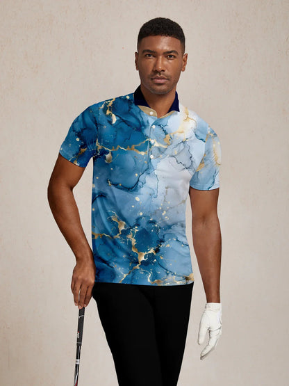 Inked Skins Herren Polo-Top mit geripptem Kragen LSF 50+