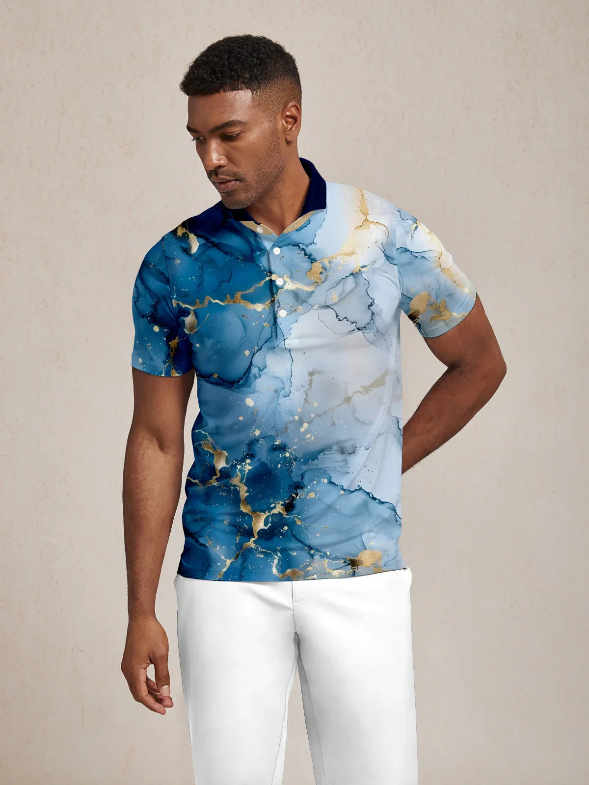 Inked Skins Herren Polo-Top mit geripptem Kragen LSF 50+