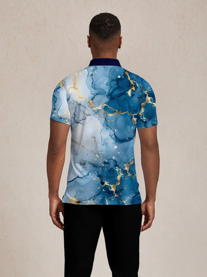 Inked Skins Herren Polo-Top mit geripptem Kragen LSF 50+