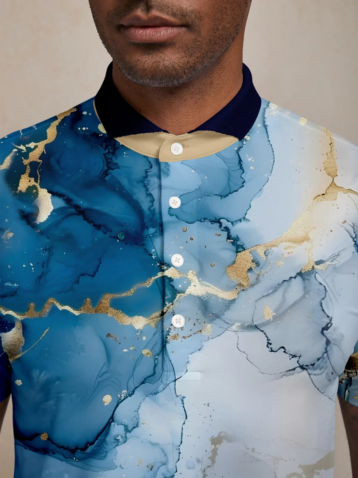 Inked Skins Herren Polo-Top mit geripptem Kragen LSF 50+