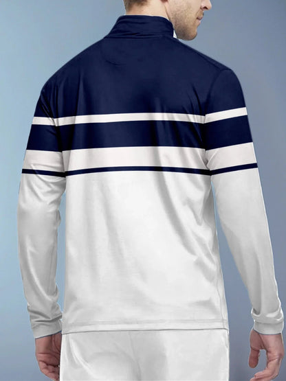 Camicia da golf nautica giocosa con zip a mezza cerniera UPF50+