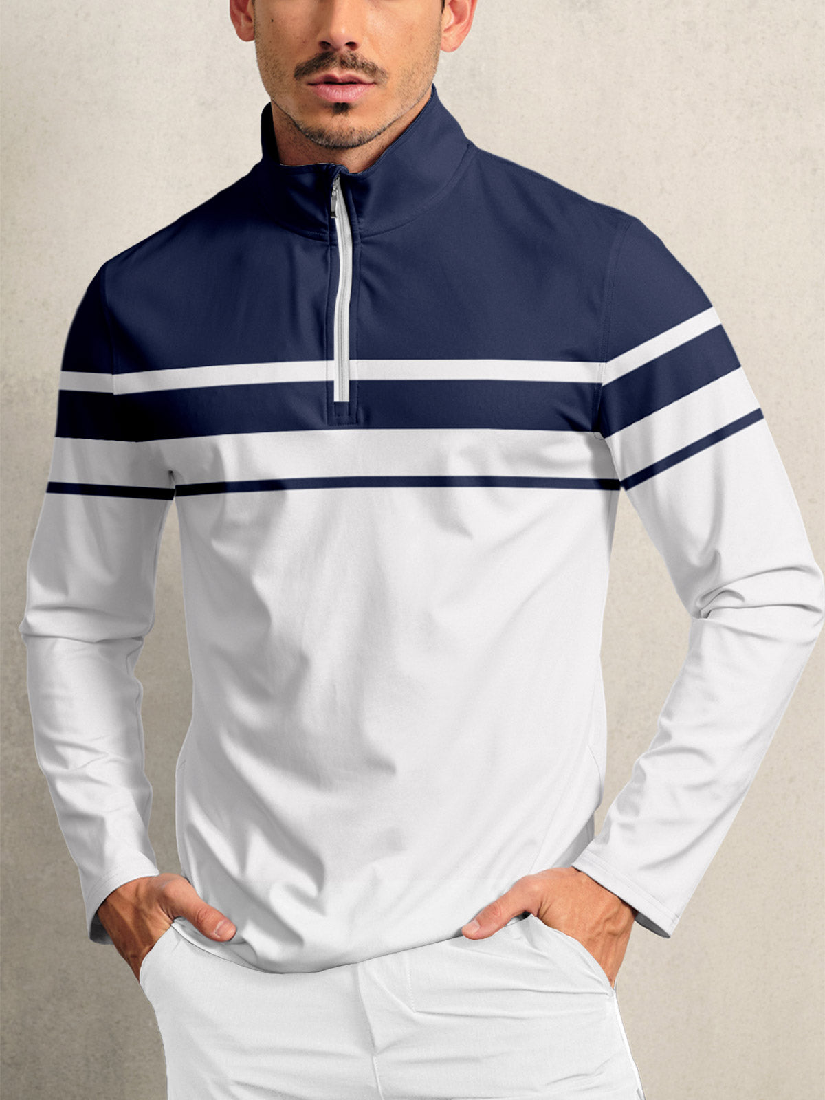 Playful Nautical Golf Shirt Quarterzip UPF50+