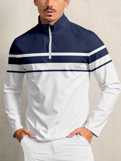 Playful Nautical Golf Shirt Quarterzip UPF50+
