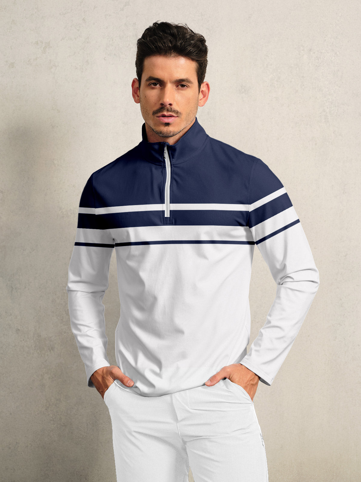 Playful Nautical Golf Shirt Quarterzip UPF50+
