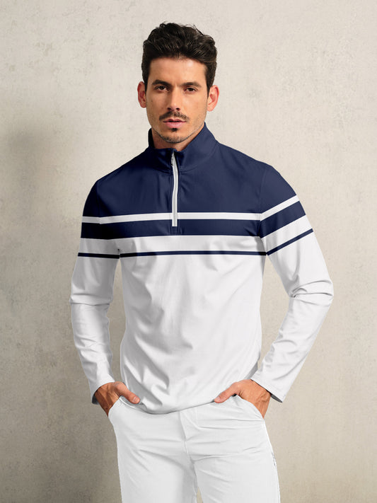 Playful Nautical Golf Shirt Quarterzip UPF50+