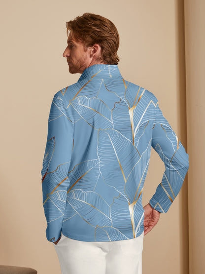 Hyped-up Tropical Men's Lightweight Golf Shirt Quarterzip UPF50+