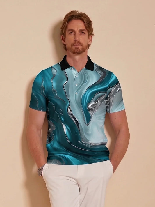 Inked Skins Men's Ribbed Collar Polo Top UPF50+