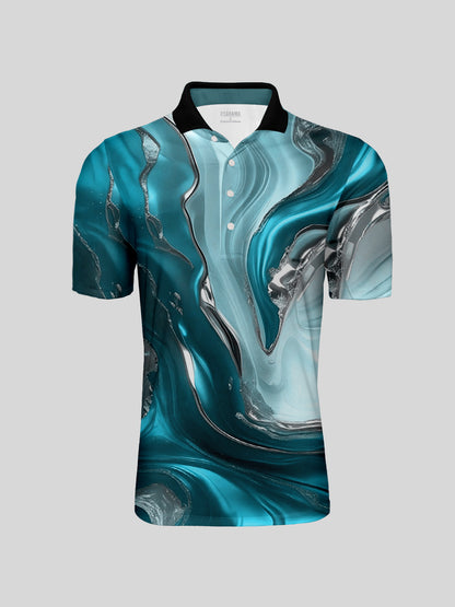 Haut de polo à col côtelé Inked Skins pour hommes UPF50+