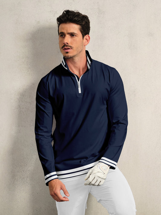 Playful Nautical Golf Shirt Quarterzip UPF50+