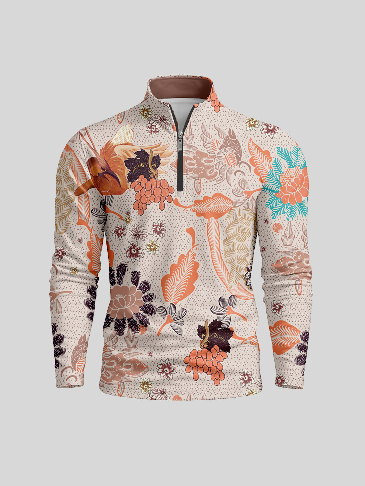 Hyped-up Tropical Men's Lightweight Golf Shirt Quarterzip UPF50+