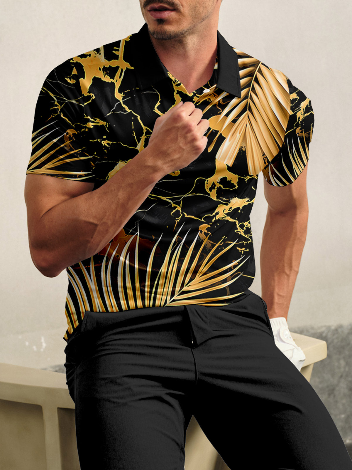 Hyped-up Tropical Men's Polo Top UPF50+