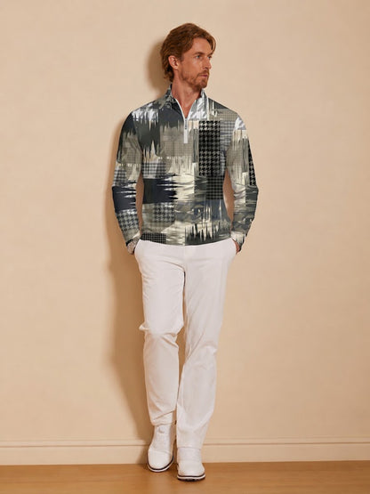 Camiseta de Golf Masculina No Tan Clásica con Media Cremallera UPF50+