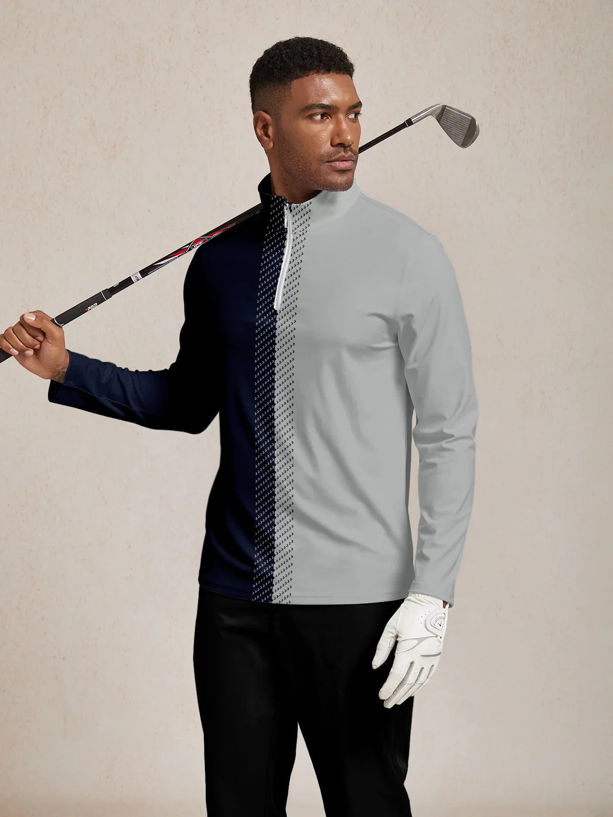 Non Così Classica Camicia da Golf per Uomini con Mezza Cerniera UPF50+