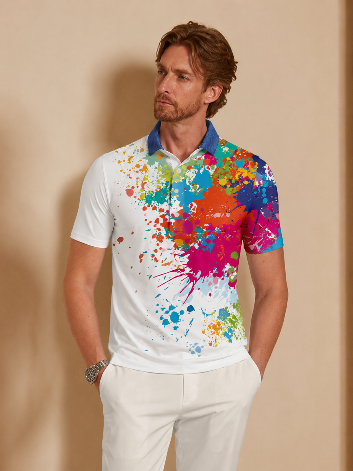 Inked Skins Top de Polo de Cuello Acanalado para Hombre UPF50+