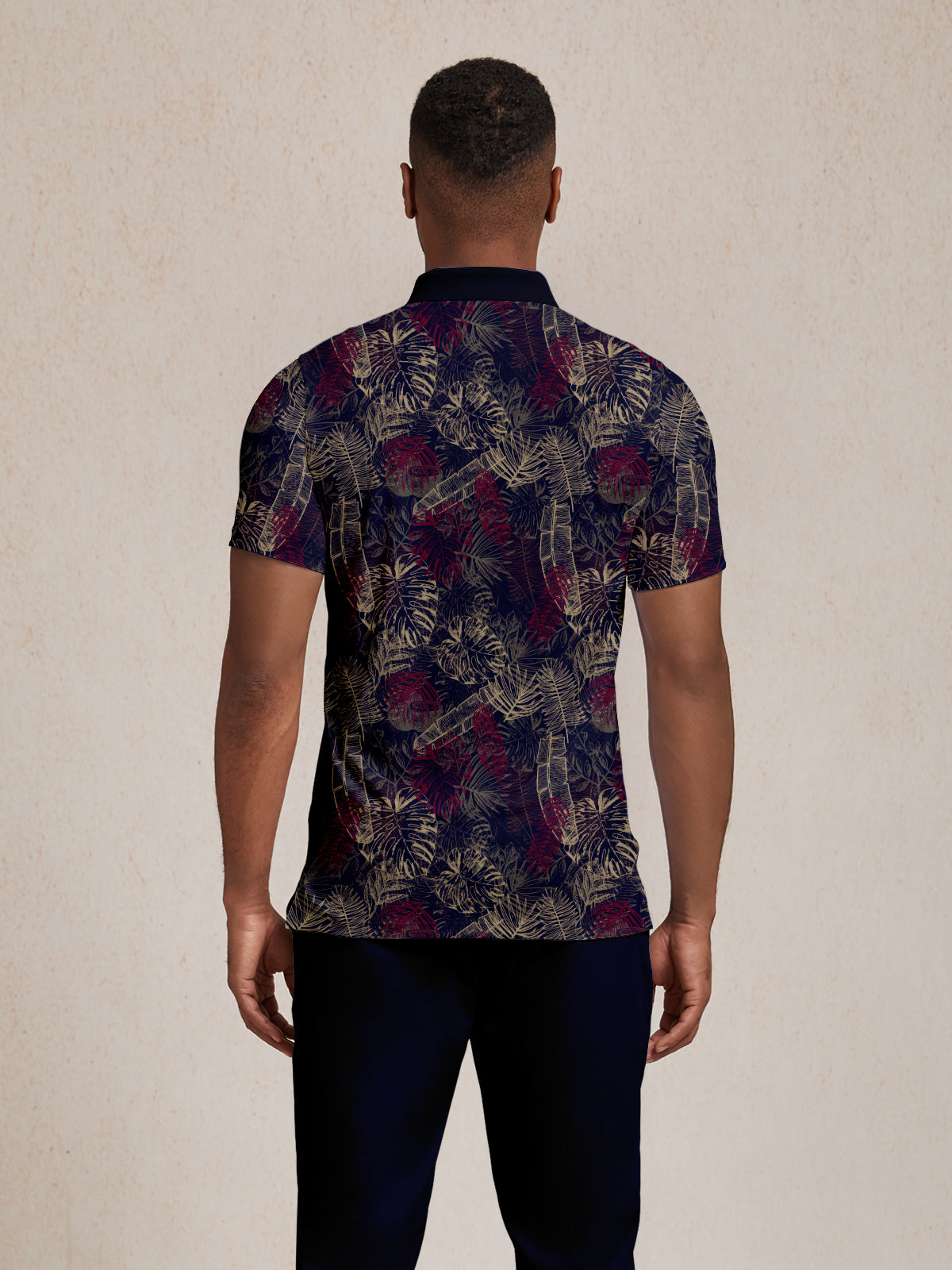 Hyped-up Tropical Men's Ribbed Collar Polo Top UPF50+