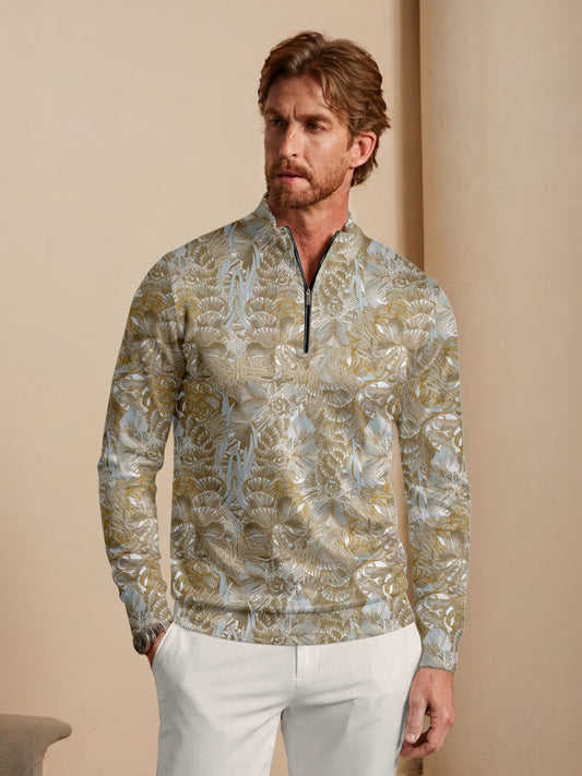 Hyped-up Tropical Men's Lightweight Golf Shirt Quarterzip UPF50+