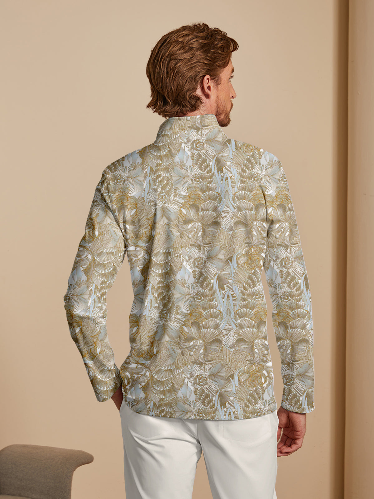 Hyped-up Tropical Men's Lightweight Golf Shirt Quarterzip UPF50+