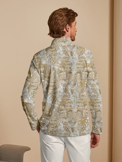 Hyped-up Tropical Men's Lightweight Golf Shirt Quarterzip UPF50+