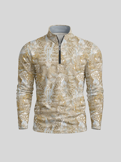Hyped-up Tropical Men's Lightweight Golf Shirt Quarterzip UPF50+