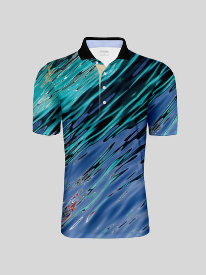 Inked Skins Men's Ribbed Collar Polo Top UPF50+