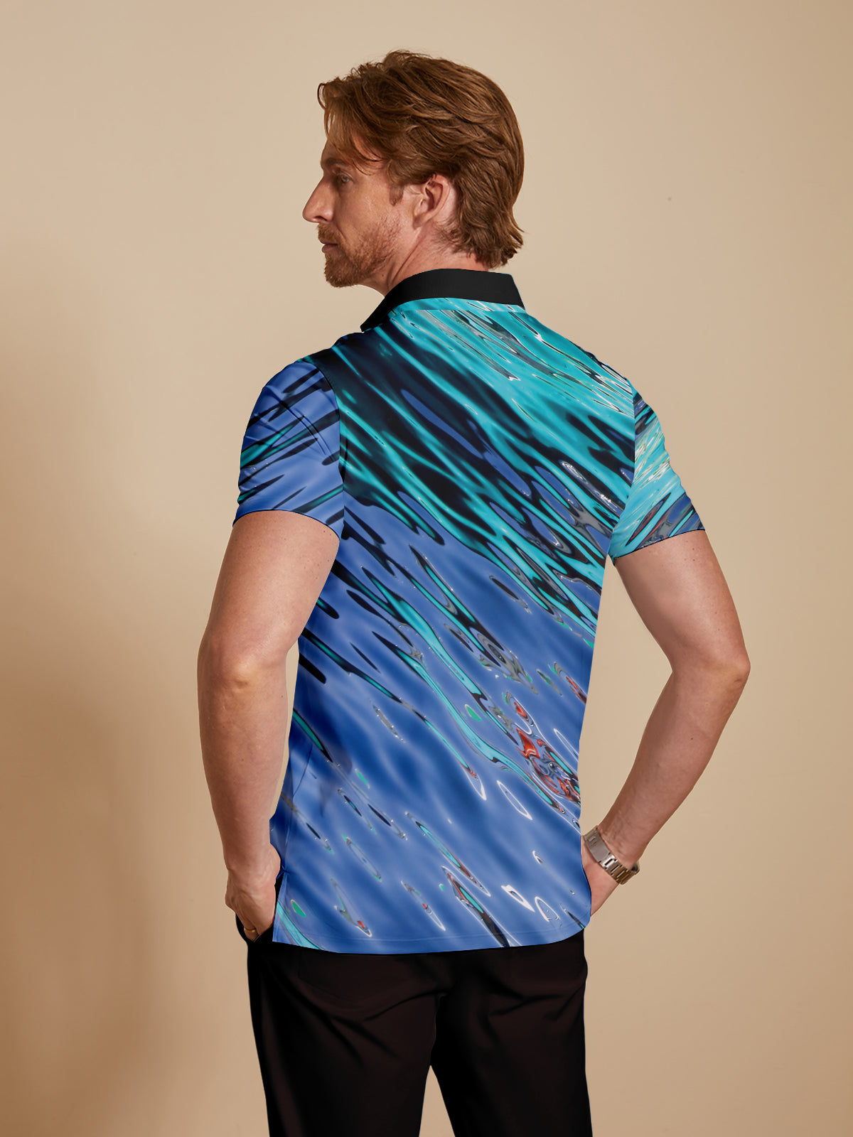 Inked Skins Men's Ribbed Collar Polo Top UPF50+