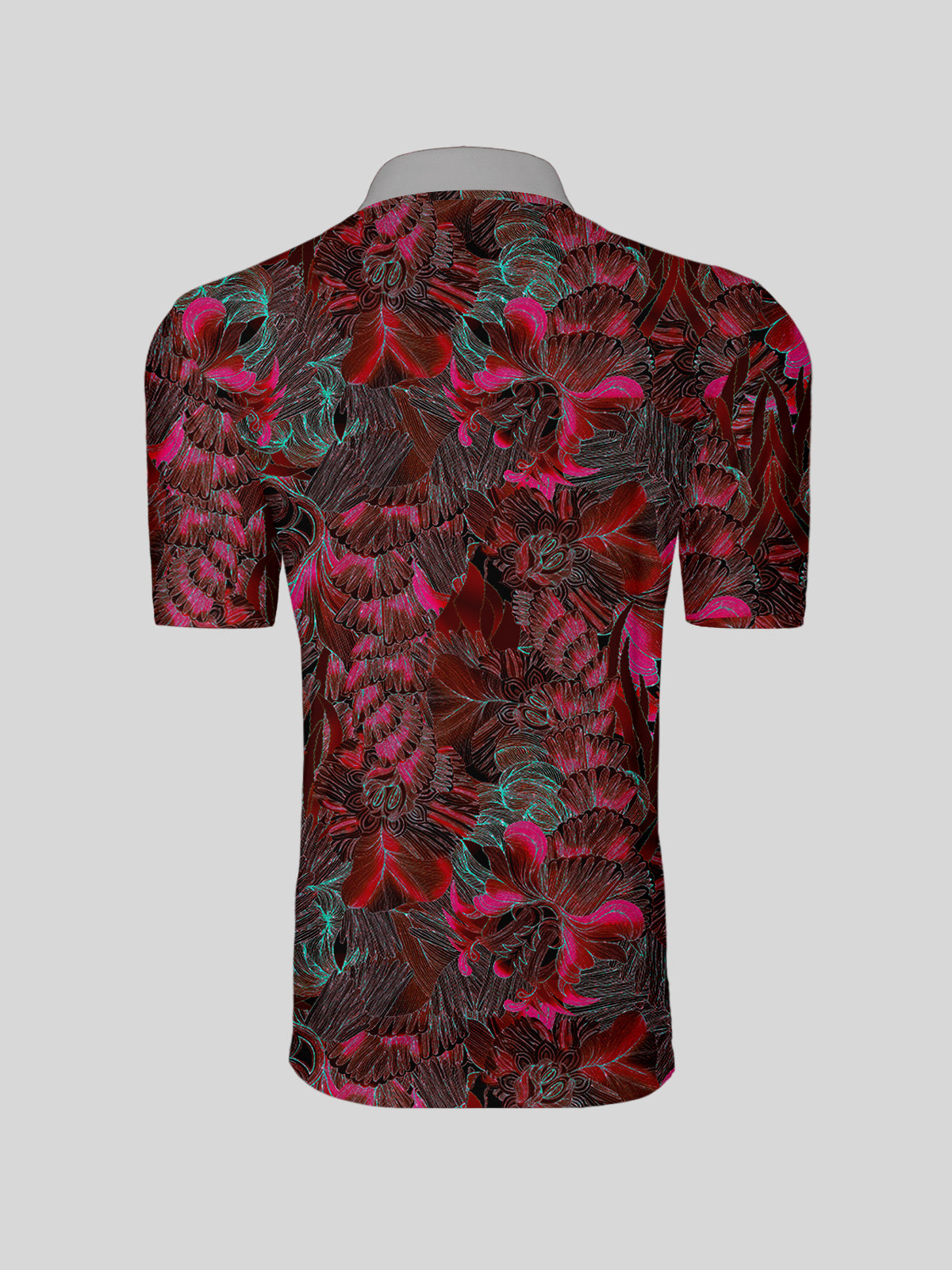 Hyped-up Tropical Men's Ribbed Collar Polo Top UPF50+