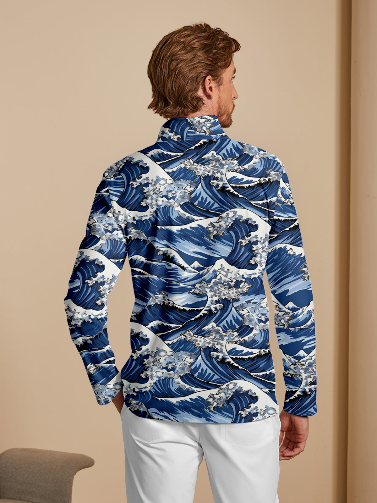 Playful Nautical Men's Lightweight Golf Shirt Quarterzip UPF50+