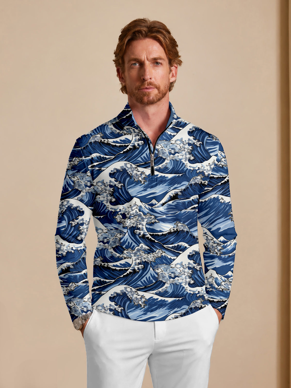 Playful Nautical Men's Lightweight Golf Shirt Quarterzip UPF50+