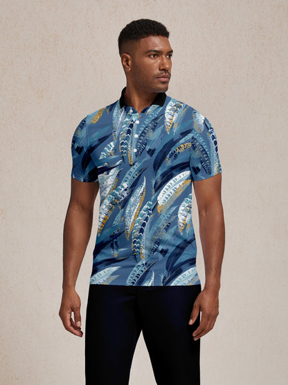 Wildlife Party Top Polo da Uomo con Collo a Coste UPF50+