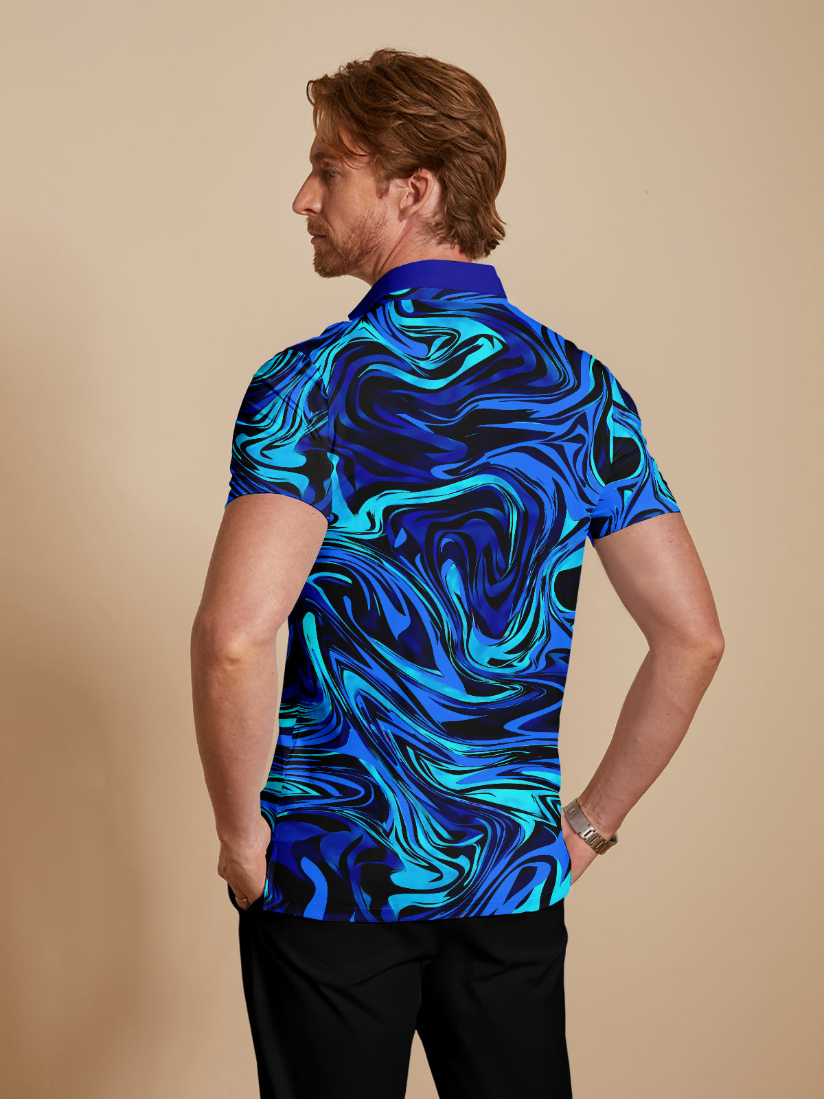 Inked Skins Men's Ribbed Collar Polo Top UPF50+