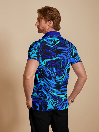 Inked Skins Men's Ribbed Collar Polo Top UPF50+