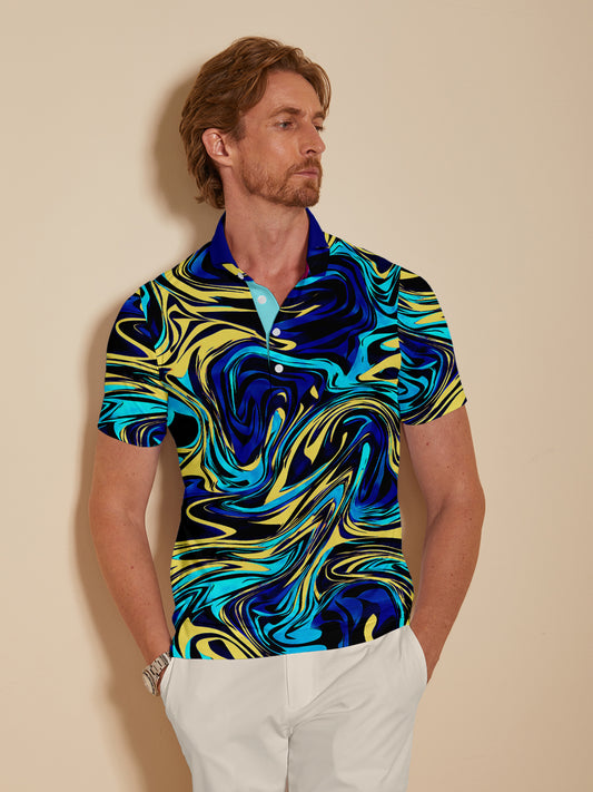Inked Skins Herren Polo-Top mit geripptem Kragen LSF 50+