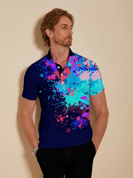 Inked Skins Men's Ribbed Collar Polo Top UPF50+