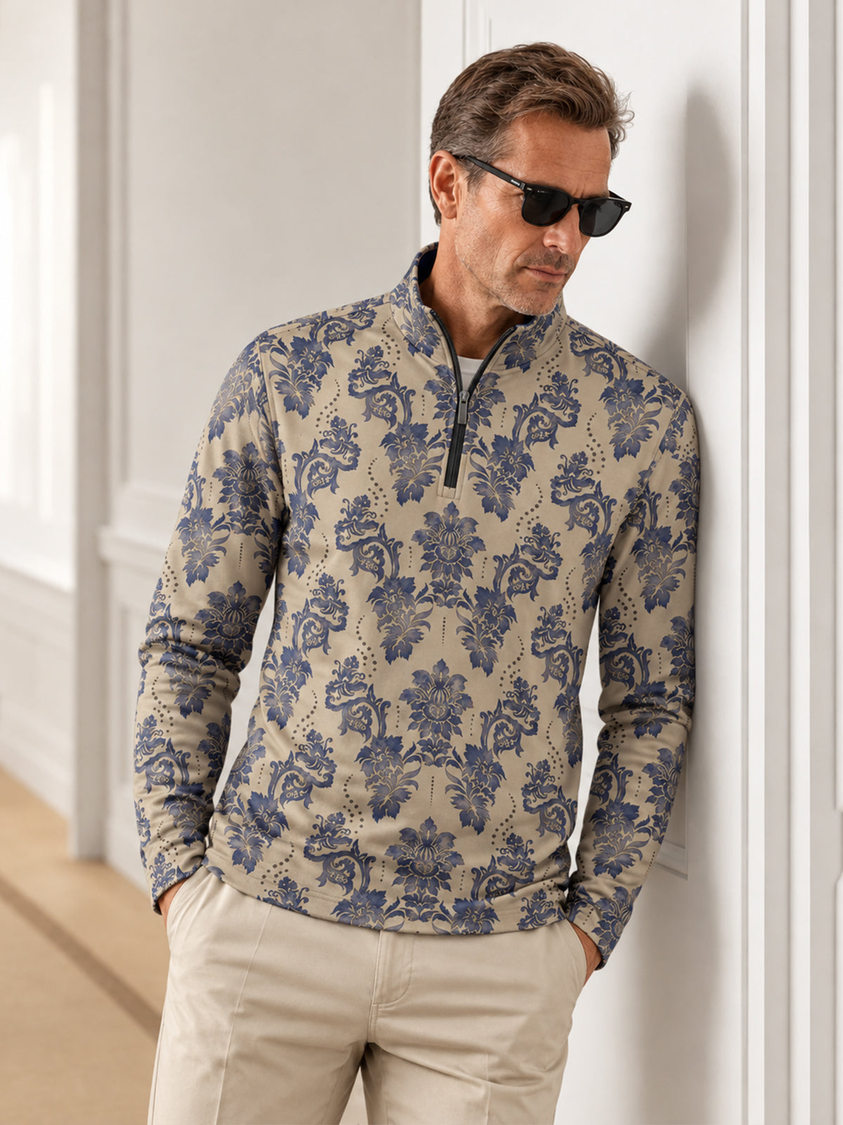 Botanical Energy Men's Lightweight Golf Shirt Quarterzip UPF50+