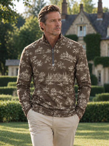 Equestrian Heritage Men's Lightweight Golf Shirt Quarterzip UPF50+