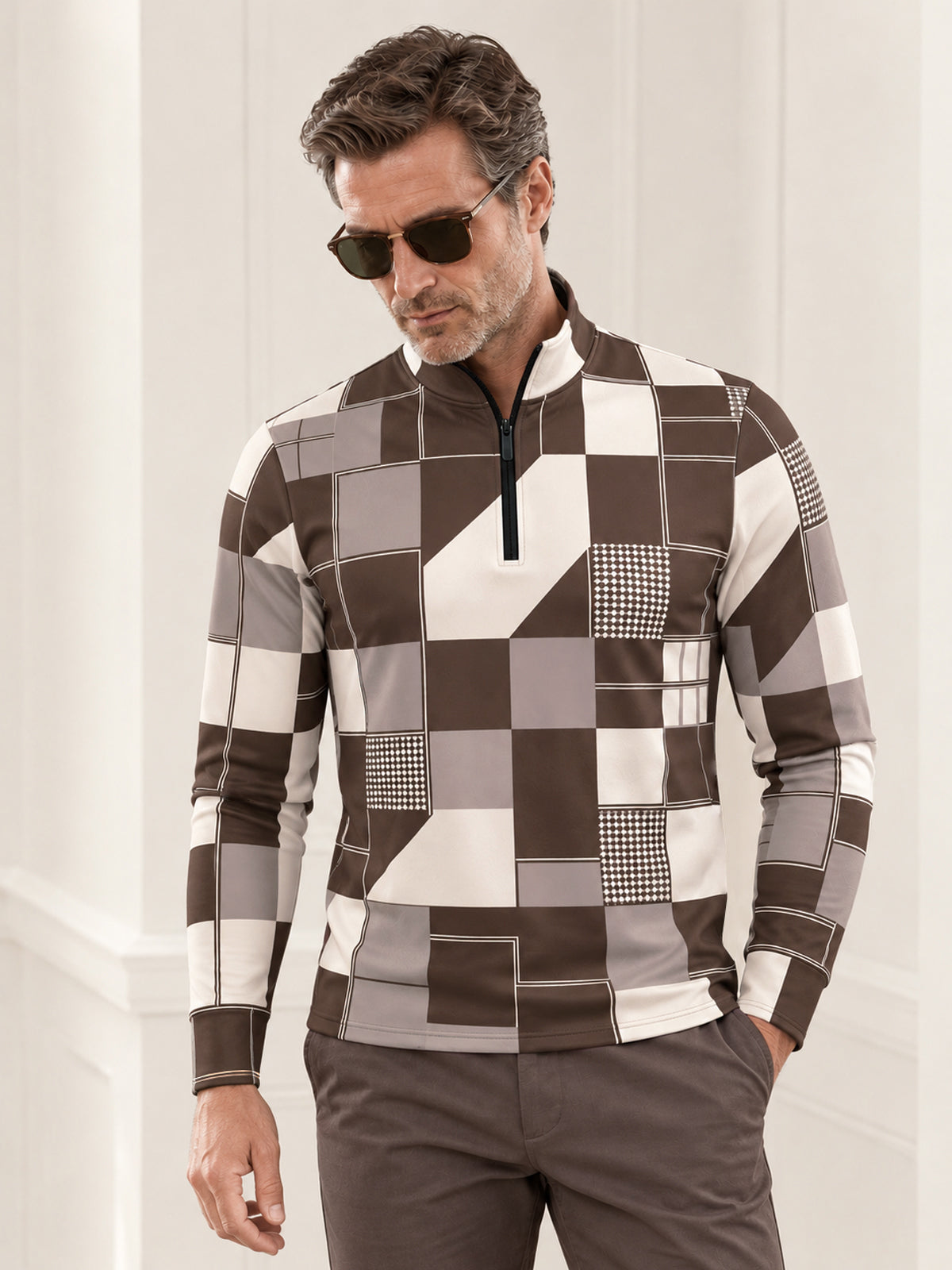 Fairway Patchwork Men's Lightweight Golf Shirt Quarterzip UPF50+