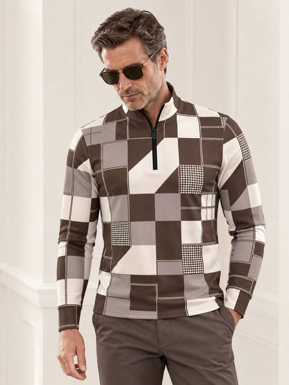 Fairway Patchwork Men's Lightweight Golf Shirt Quarterzip UPF50+