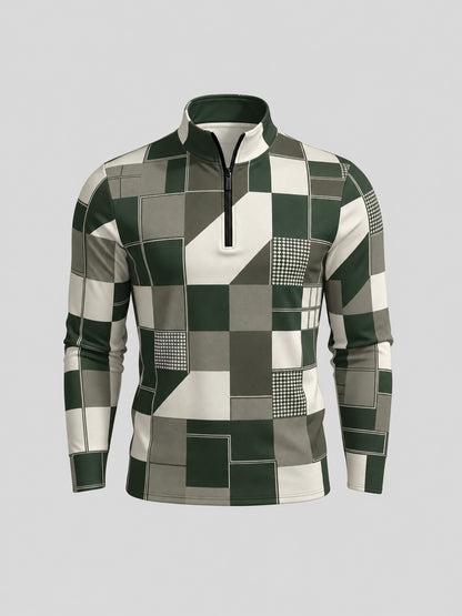 Fairway Patchwork Men's Lightweight Golf Shirt Quarterzip UPF50+