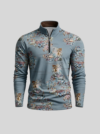Botanical Energy Men's Lightweight Golf Shirt Quarterzip UPF50+