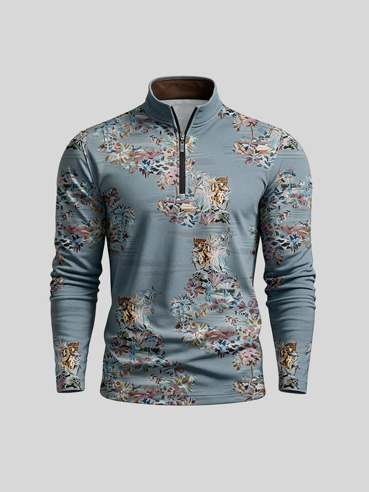 Botanical Energy Men's Lightweight Golf Shirt Quarterzip UPF50+