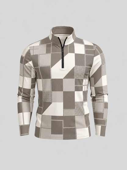 Fairway Patchwork Men's Lightweight Golf Shirt Quarterzip UPF50+