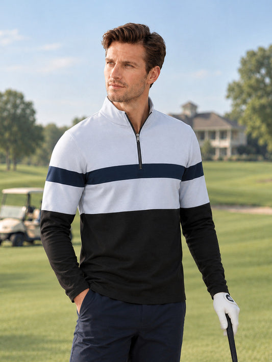 Playful Nautical Men's Lightweight Golf Shirt Quarterzip UPF50+