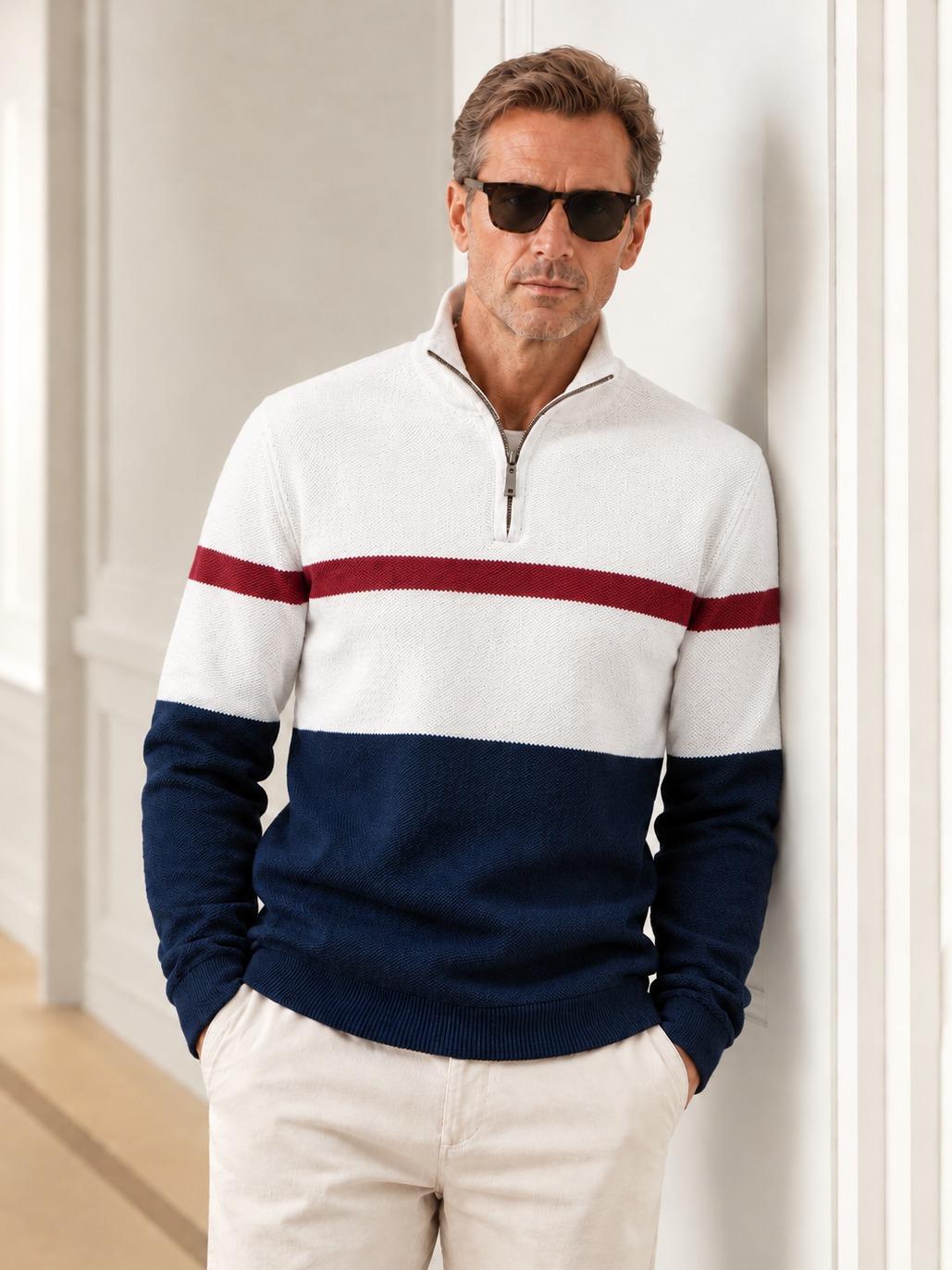 More Than Basic Men's Midweight Golf Quarter Zip Sweater