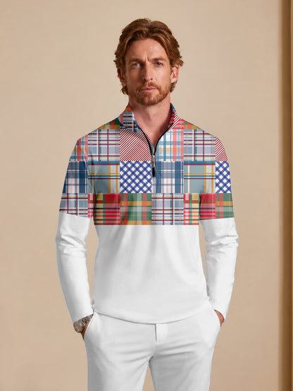 Not So Classic Men's Lightweight Colorblock Golf Shirt Quarterzip UPF50+