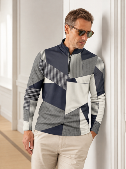 Fairway Patchwork Men's Lightweight Golf Shirt Quarterzip UPF50+