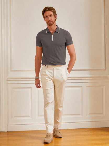 CotFlex Men's Piqué Cotton Blend Polo Top Quarterzip