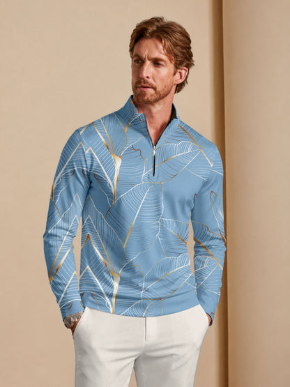 Hyped-up Tropical Men's Lightweight Golf Shirt Quarterzip UPF50+